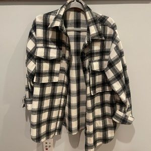 Women’s black and white plaid flannel